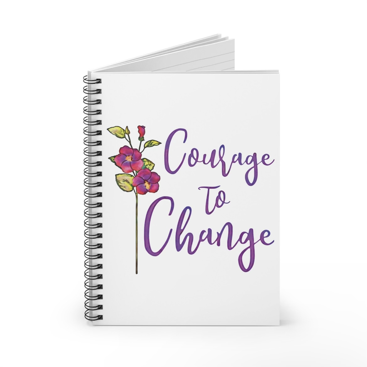 spiral bound notebook with artwork courage to change