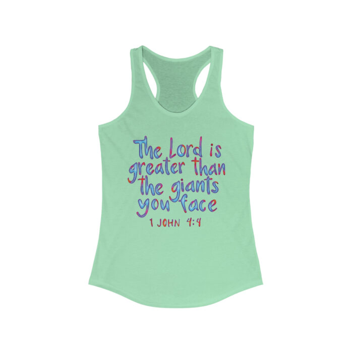 Women's Racerback Tank Top The Lord Is Greater Than The Giants You Face - Image 3